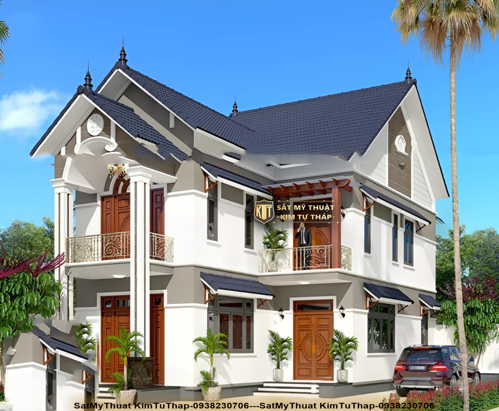 Biệt thự 2 tầng chữ L đẹp bề thế