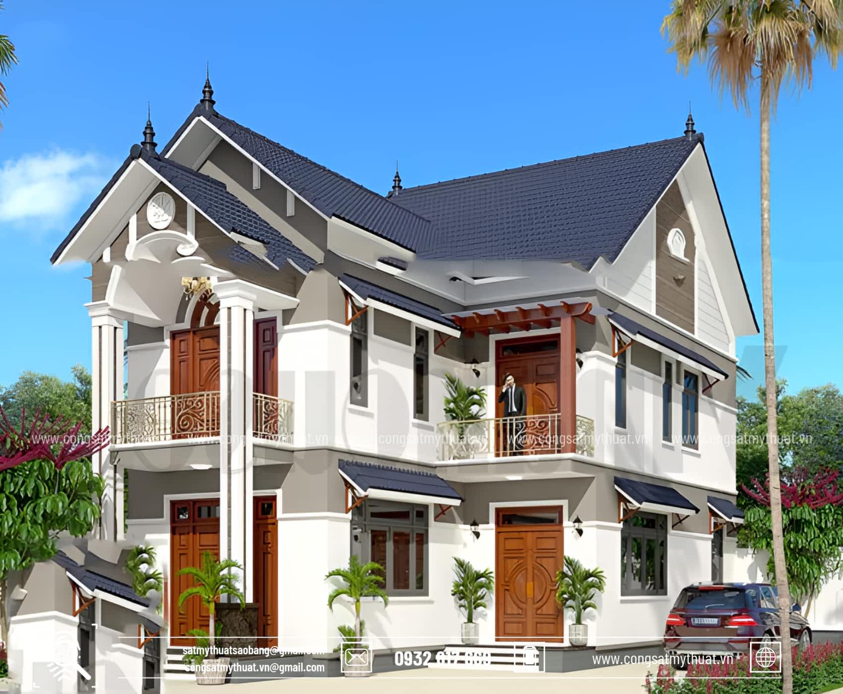 52+ Mẫu biệt thự 2 tầng hiện đại đẹp được ưa chuộng nhất hiện nay Biệt thự 2 tầng chữ L đẹp bề thế