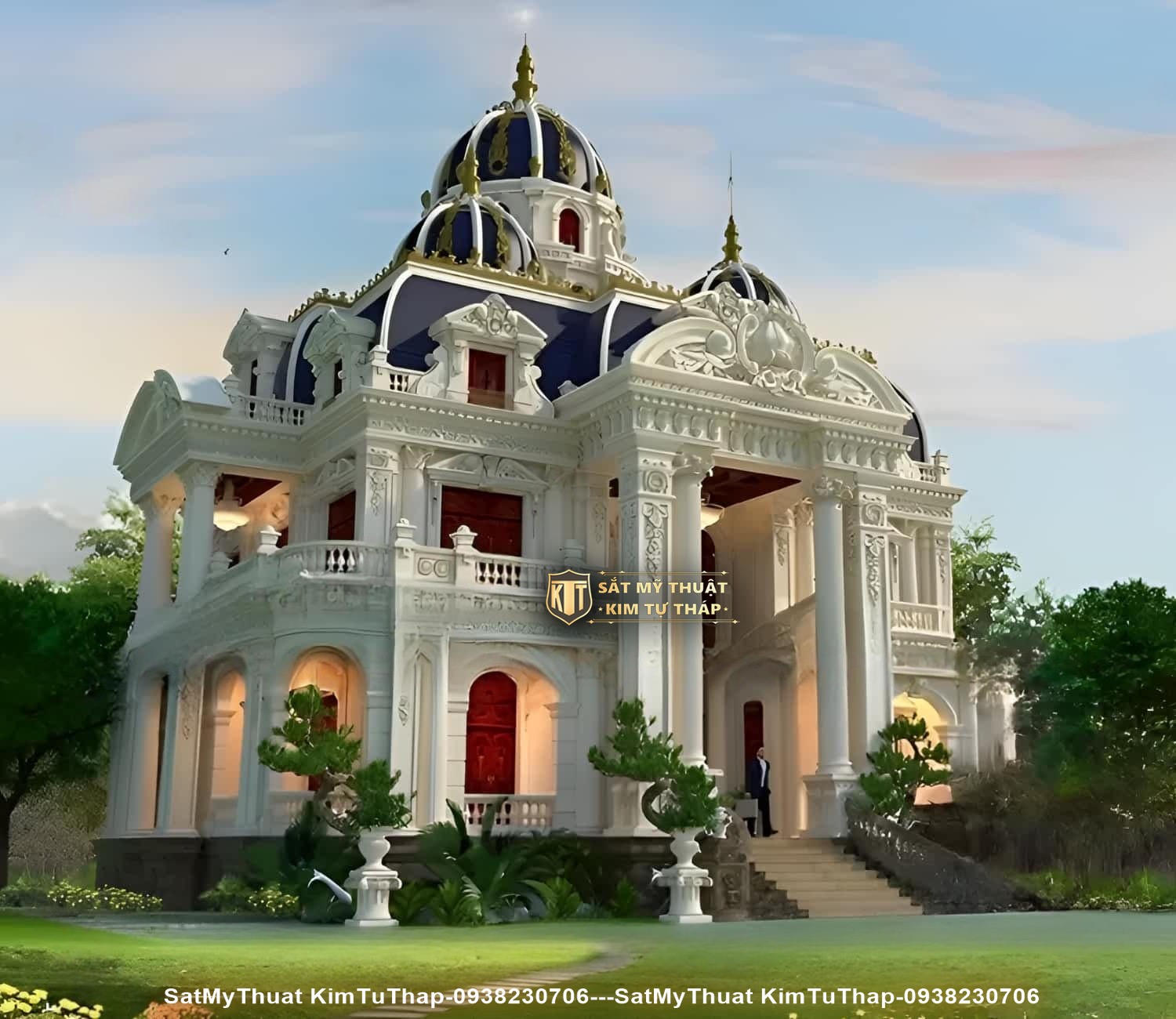 52+ Mẫu thiết kế biệt thự lâu đài 2 tầng đẹp nhất hiện nay Biệt thự lâu đài 2 tầng tân cổ điển sang trọng