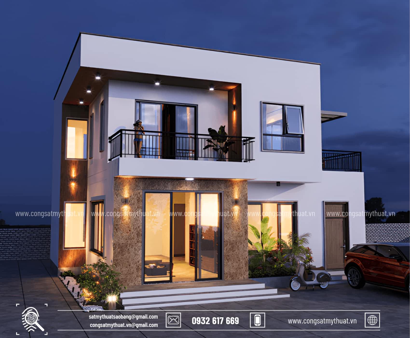 52+ Mẫu biệt thự 2 tầng hiện đại đẹp được ưa chuộng nhất hiện nay Biệt thự mini 2 tầng mái bằng hiện đại
