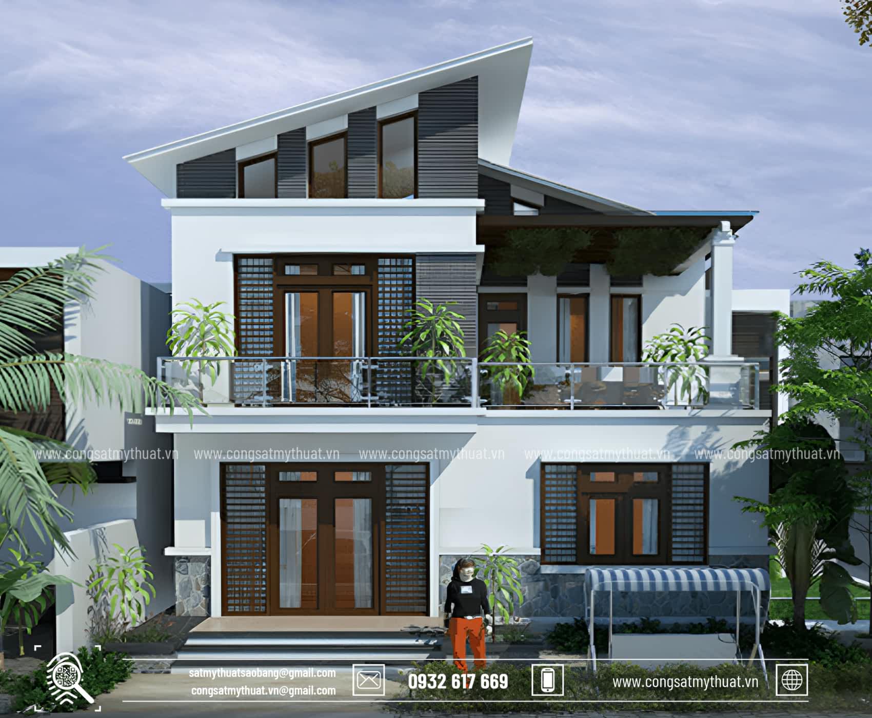 52+ Mẫu biệt thự 2 tầng hiện đại đẹp được ưa chuộng nhất hiện nay Biệt thự mini 2 tầng mái chéo độc đáo