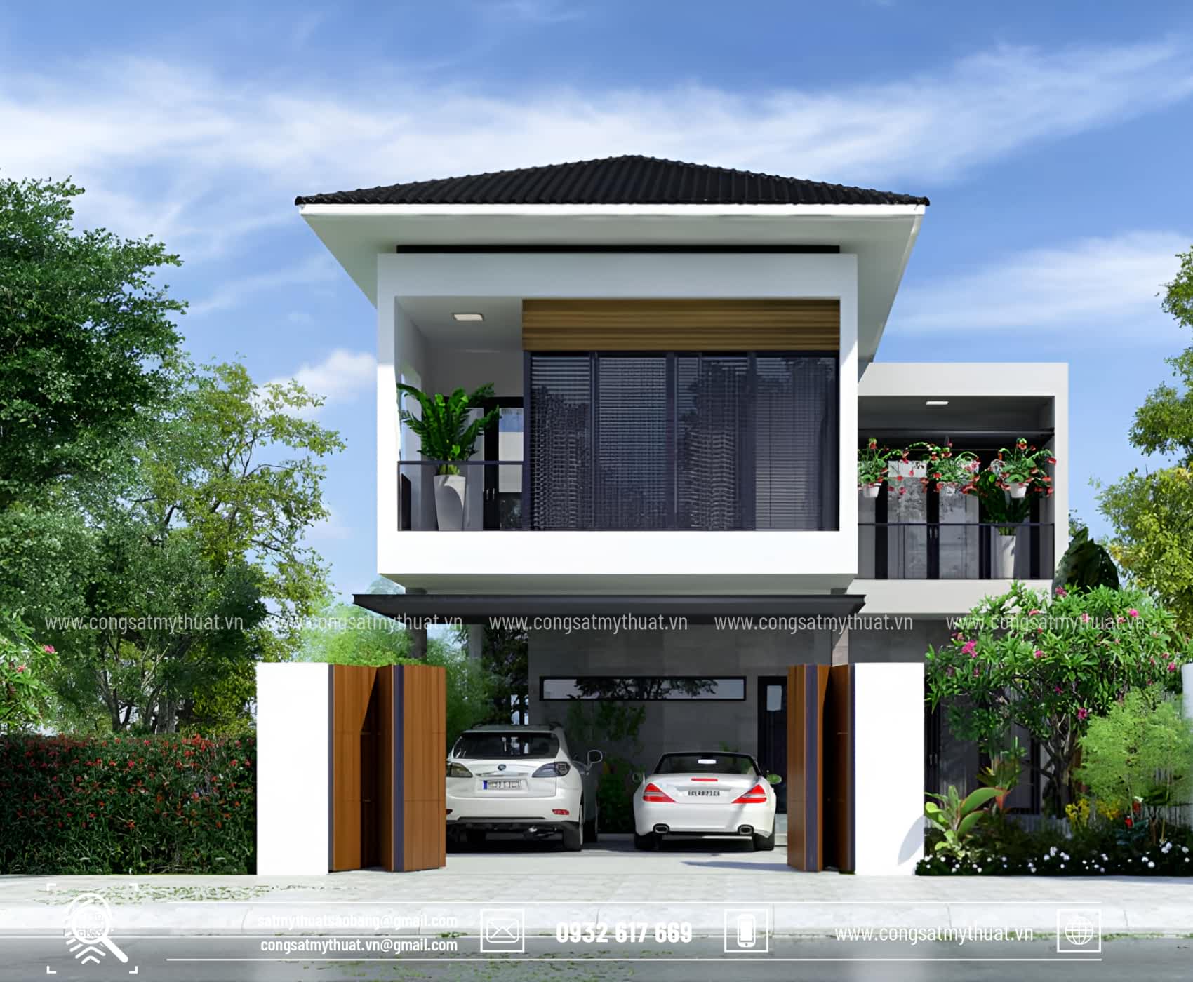 52+ Mẫu biệt thự 2 tầng hiện đại đẹp được ưa chuộng nhất hiện nay Biệt thự nhà vườn 2 tầng có gara