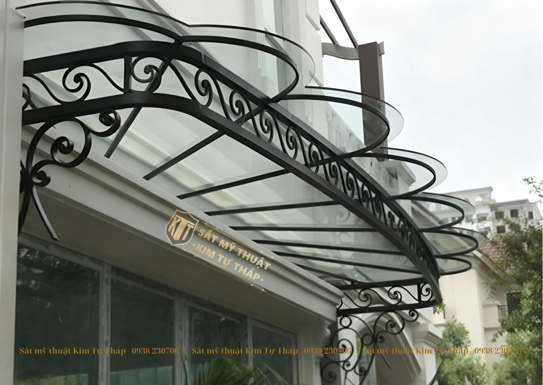 mái kính sắt mỹ nghệ