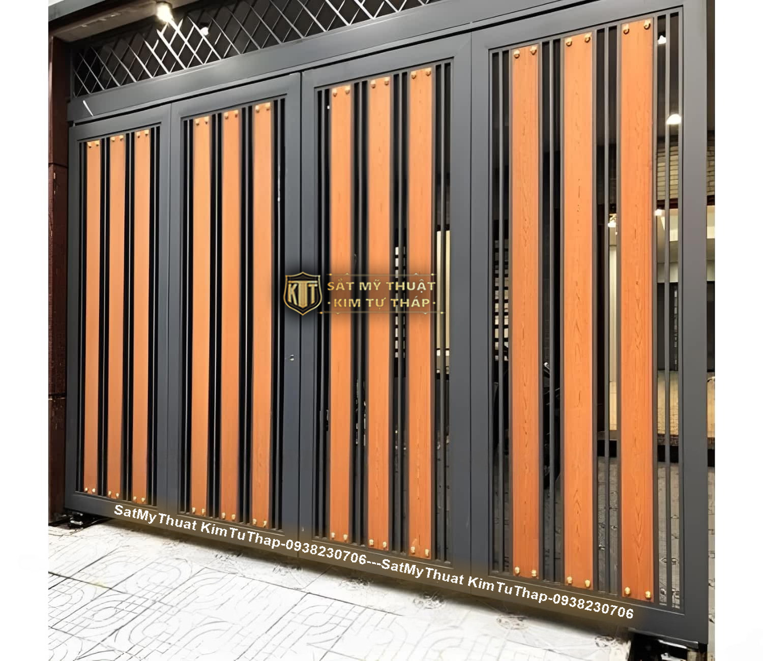 52+ Mẫu cổng sắt nan gỗ (vân gỗ, giả gỗ) được ưa chuộng nhất hiện nay Cổng sắt giả gỗ nhựa sang trọng