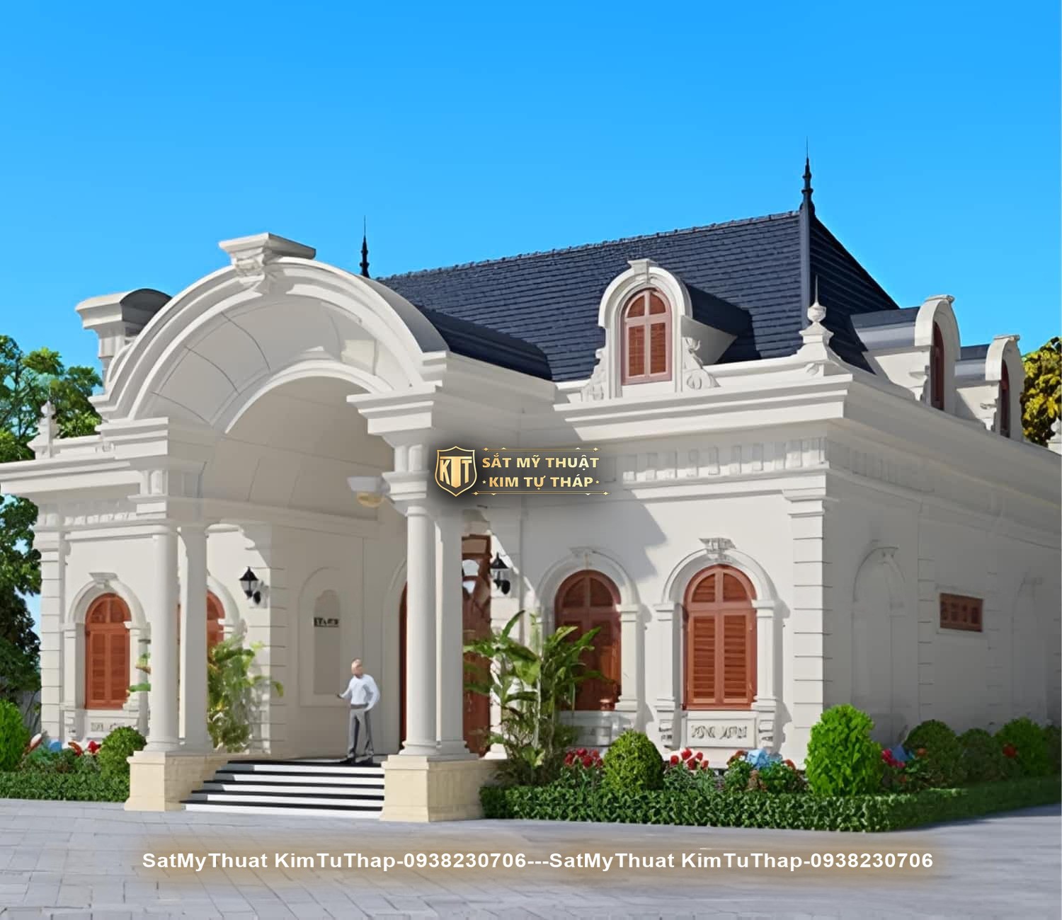 52+ Mẫu biệt thự 1 tầng tân cổ điển được ưa chuộng nhất hiện nay Biệt thự 1 tầng kiểu Pháp tân cổ điển bề thế