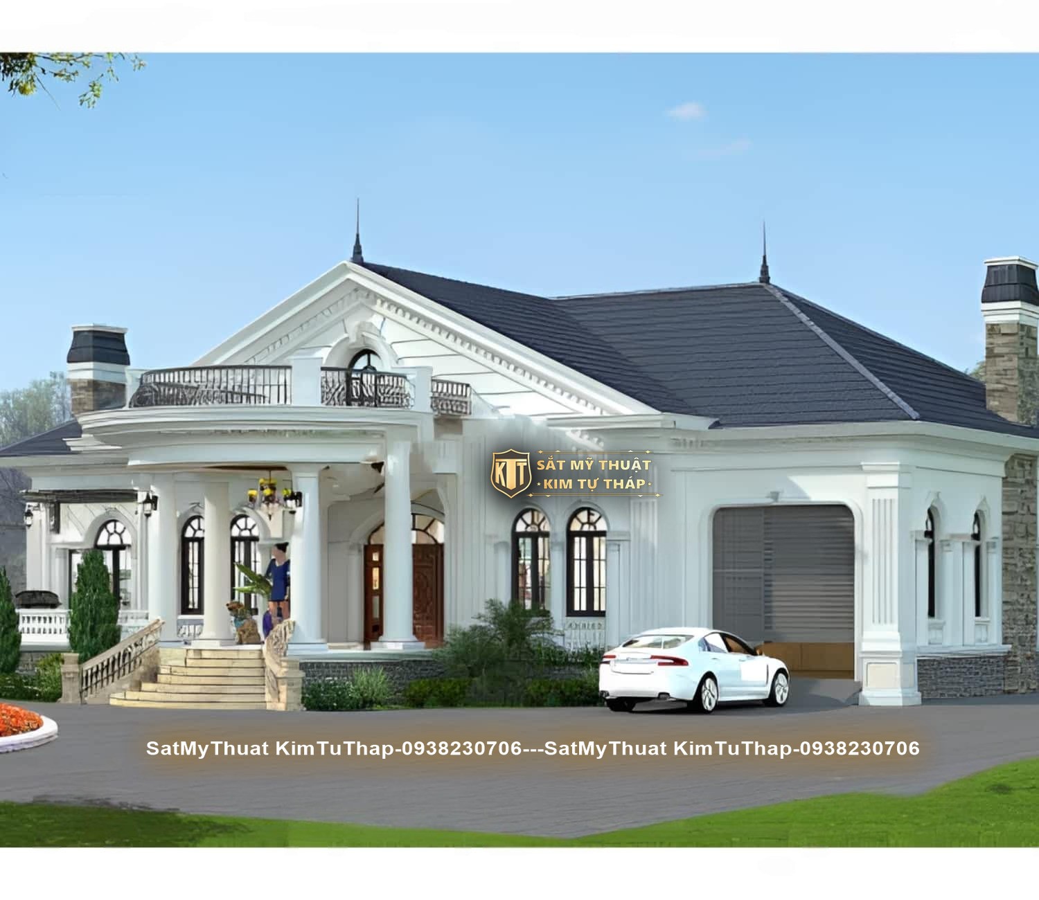 52+ Mẫu biệt thự 1 tầng tân cổ điển được ưa chuộng nhất hiện nay Biệt thự 1 tầng tân cổ điển mái Nhật sang trọng