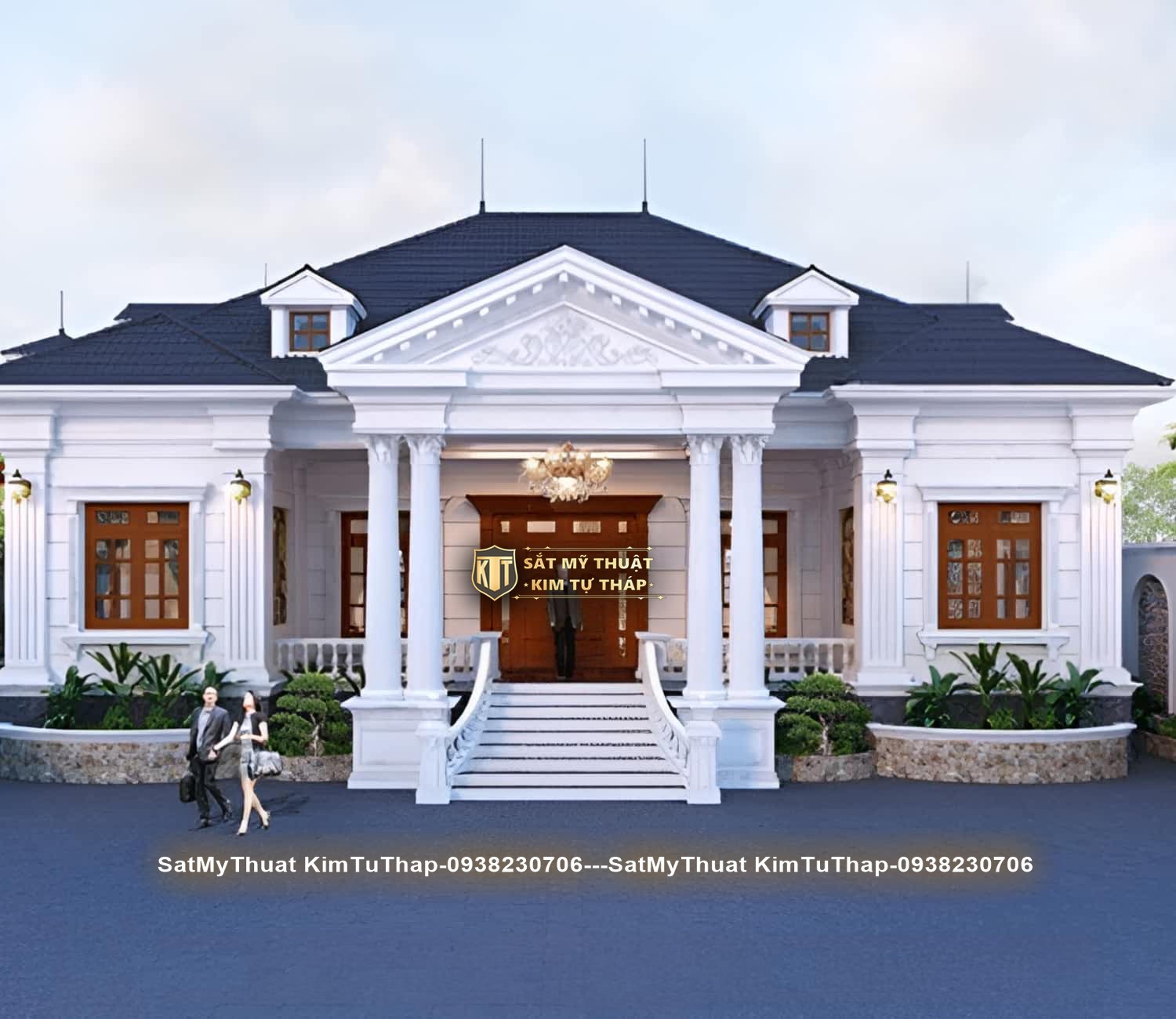 52+ Mẫu biệt thự 1 tầng tân cổ điển được ưa chuộng nhất hiện nay Biệt thự 1 tầng tân cổ điển mái Thái sang trọng