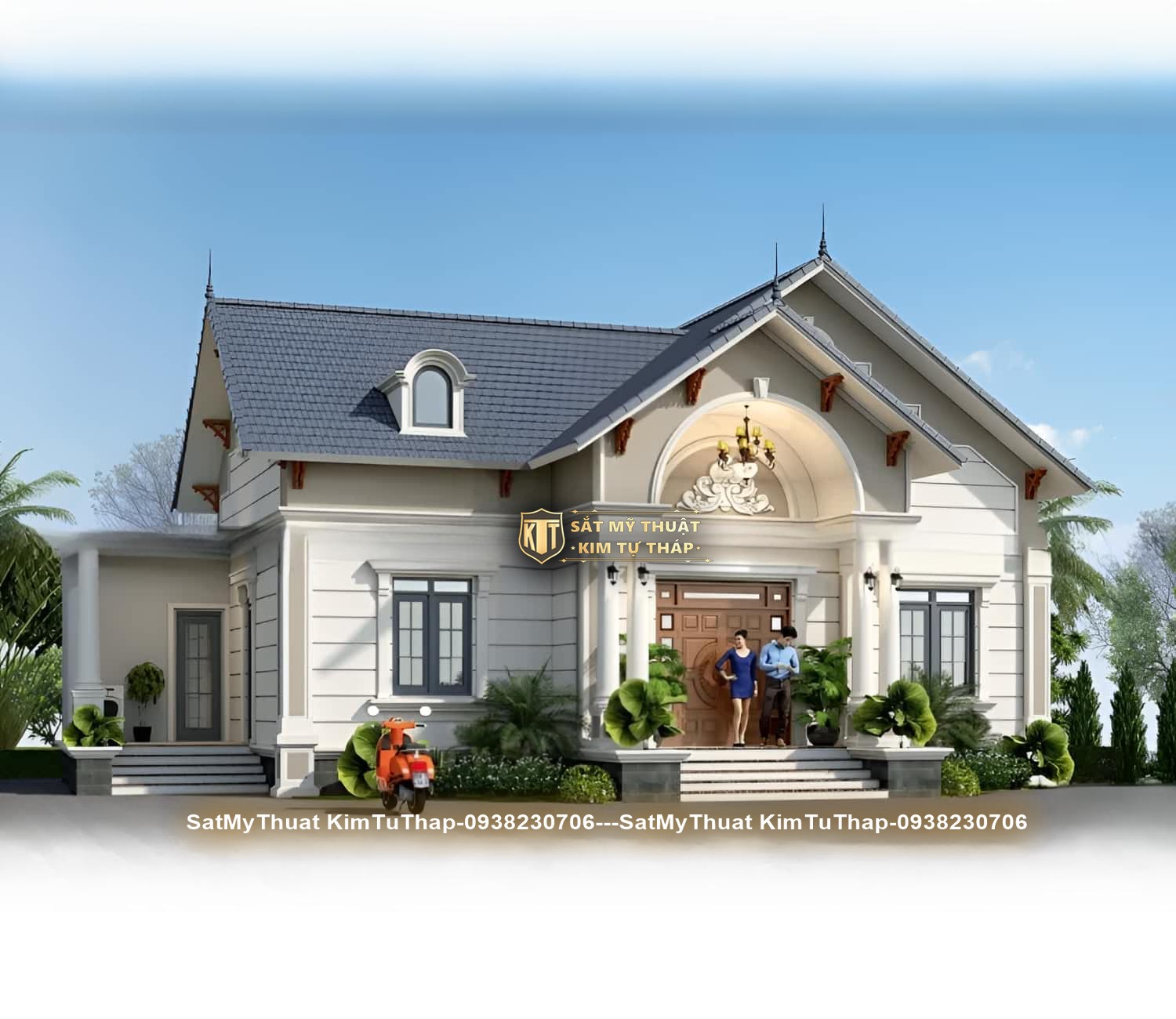 52+ Mẫu biệt thự 1 tầng tân cổ điển được ưa chuộng nhất hiện nay Biệt thự mini tân cổ điển 1 tầng sang trọng